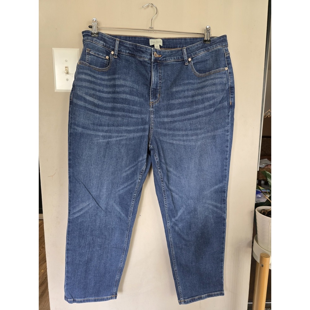 jeans womenAnyBody Denim Jeans Womens Blue Medium Wash Ankle Straight Leg Stret